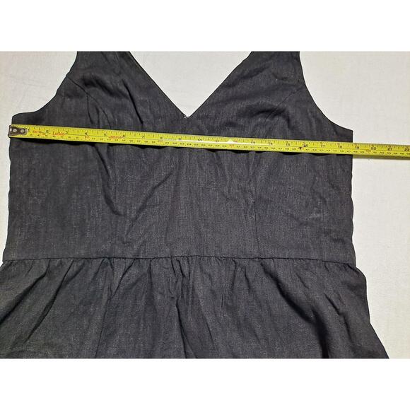 Express Women's Large Sleeveless Peplum Top Black Linen Blend Zipper Back - Picture 3 of 8